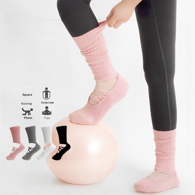 1 Paar Harajuku Street Atmungsaktive Riemchen Griffsocken Baumwolle Pilates Socken Rutschfeste Griffe Schweißabsorbierend Yoga Socken