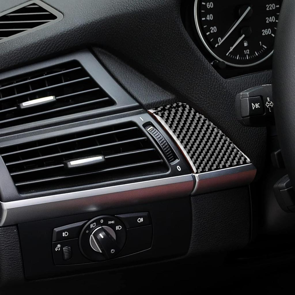 For BMW X5 E70 06-13 X6 E71 08-14 Carbon Fiber One-key Start Key Frame Trim Cover Anti Scratch Ignition Interior Car Accessories