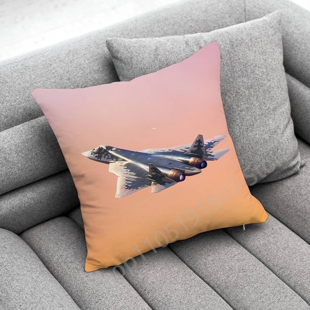 Fighter Plane F-F-22 S-SU-57 Raptor Throw Pillow Case For 55x55cm 30x30cm 50x50cm 45x45cm 40x40cm Square Chair Pillowcase Case