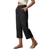 Women’s Wide Leg Cropped Pants High Waist Linen Blend Trousers with Side Pockets Relaxed Fit for Everyday Wear