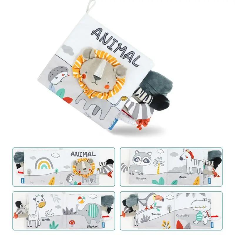 Baby Stoffbuch Spielzeug Tiere Weich Lernen Pädagogisches Spielzeug für Babys Entwicklung Montessori Sensorische Bücher Babyspielzeug 0 12 Monate