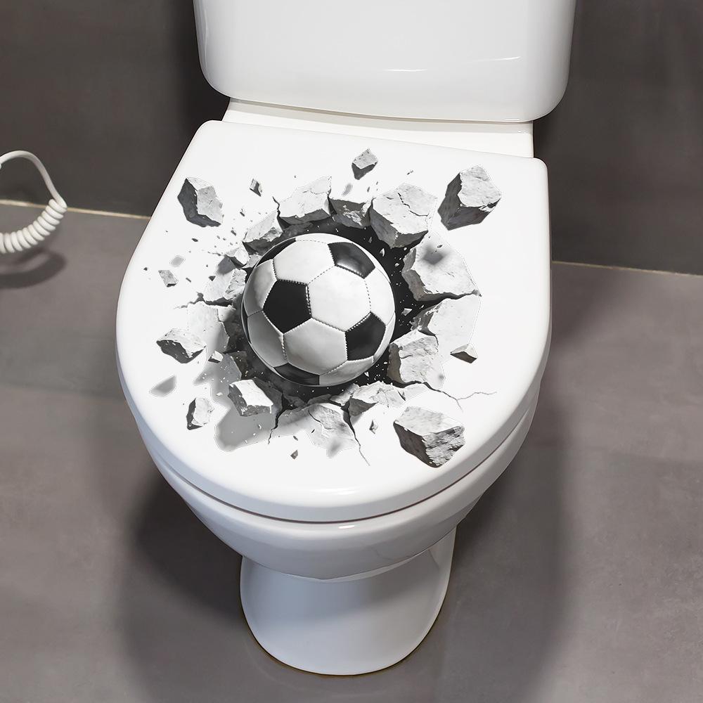 3D Breaking Through Wall Soccer Football Wall Sticker Self-Adhesive Removable for Bedroom Living Room Hallway Background Wall Sports Home Decor Art