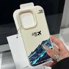 Airplane Mountain Pattern Shockproof Slim Case For iPhone 16 15 Pro Max 14 Pro 13 12 11 Lens Protection TPU Leather Texture Matte Soft Phone Cover
