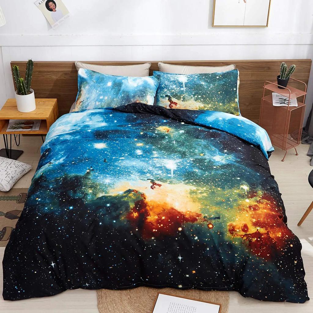 Galaxy Space Bedding Duvet Cover Set Queen Galaxy Planet Printed Comforter Cover Universe Bedding Set Solar System Decor Teens