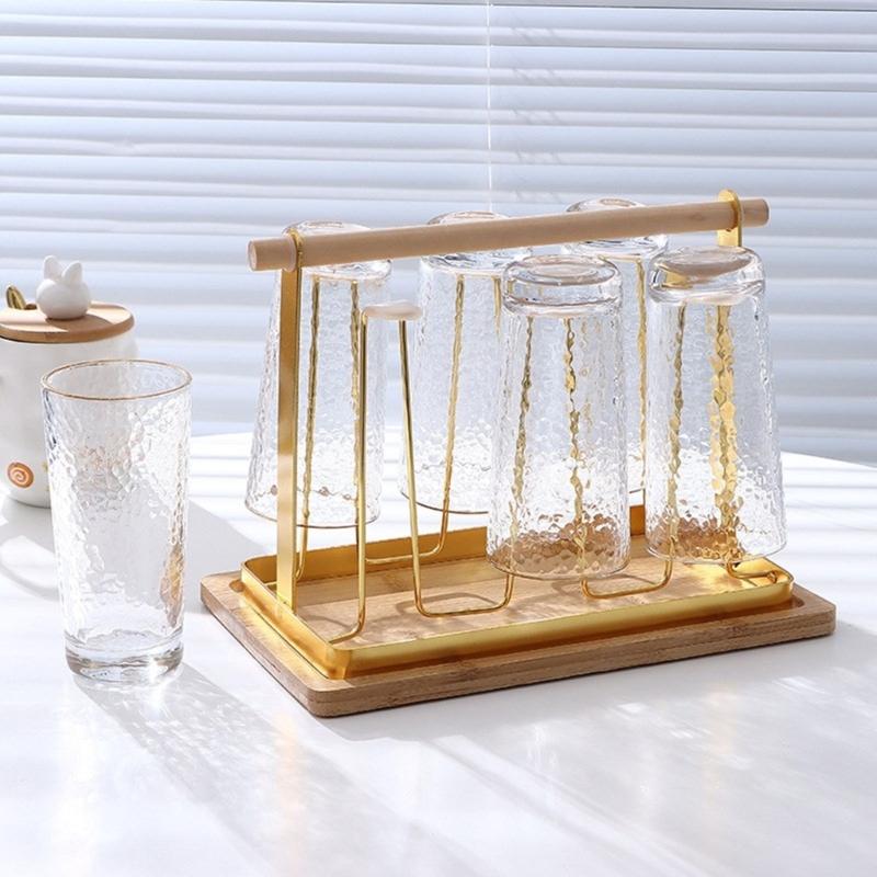 Elegant Iron Mug Rack Cups Organizer Cup Drying Stand Metal Texture Simple Theme Suitable for Modern Home Decorating