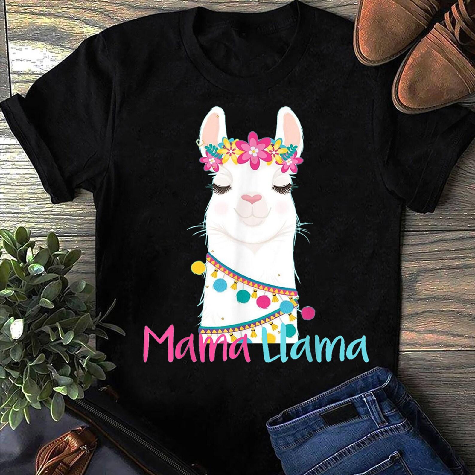 Mama Llama Funny Mother s Day Shirt for Women Mom love llama T-Shirt - Gift for Llama Lovers - Mother s Day Shirt M