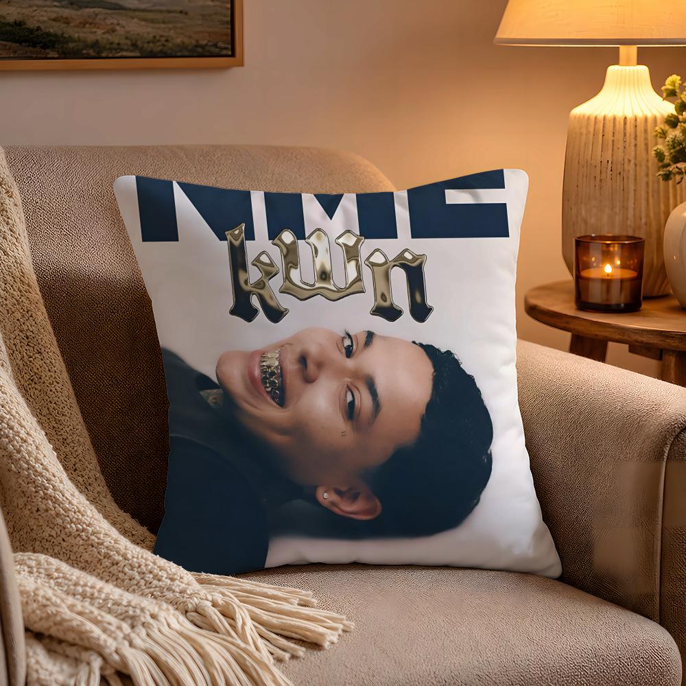 HIPHOP Singer KKwn RNB Pillow Case Soft Plush Cushion Cover Double Print and Invisible Zipper for Sofa Home Car Use