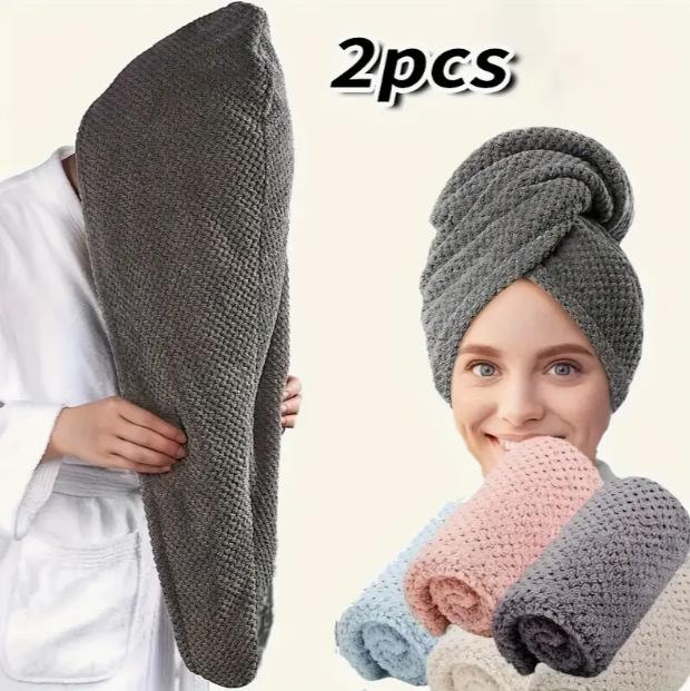 Solid Color Hair Towel Textured Dry Hair Cap 9.8 "X 25.5" Absorbent Hair Towel Wrap for Button-down Women