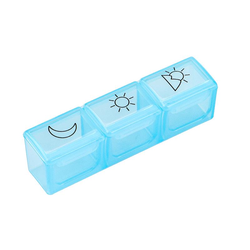 Přenosná vícebarevná mini krabička na pilulky se třemi denními přihrádkami