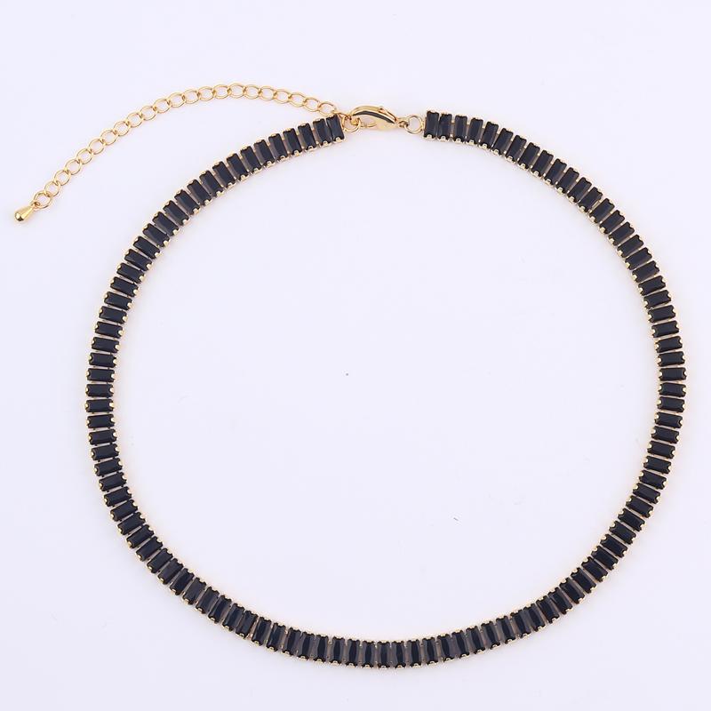 Women's Gold Colorful Choker Necklace Shiny Rainbow Crystal Zircon Tennis Chain Statement Jewelry Dropshipping