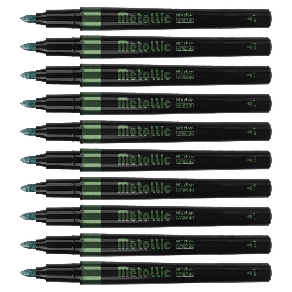 10PCS Metallic Marker Pens Emerald Marker Pens for Graffiti Wood Painted Ceramics Glass Fluid Spread Graffiti Marker Pen