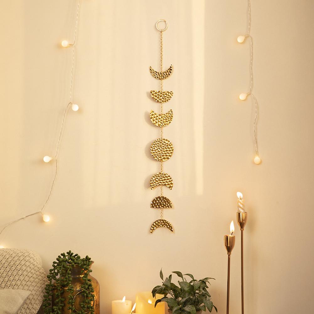 Handmade Hammered Moon Phase Hanging Ornaments Boho Wall Decor For Bedroom Home Dorm Living Room