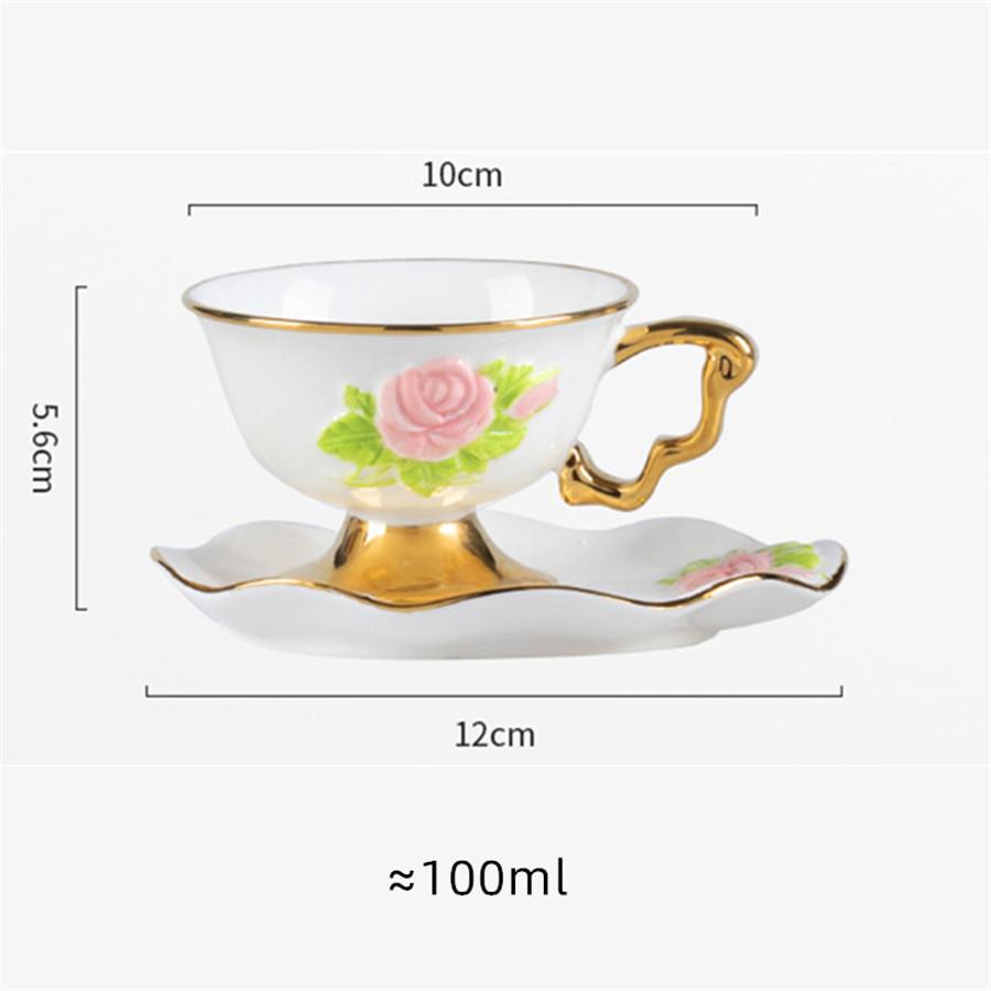 

Керамическая кофейная чашка и блюдце Набор Послеполуденный чай Кофейная чашка Бытовая кофейная чашка и блюдце Креативная ручная роспись Рельефная кофейная чашка и блюдце 100ml