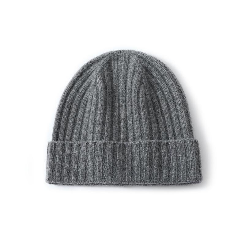Autumn and Winter New Pure Wool Hats Men's and Women's Fashion Dome Vertical Knitted Hats Fashionable Versatile Autumn and Winter Wool Hats