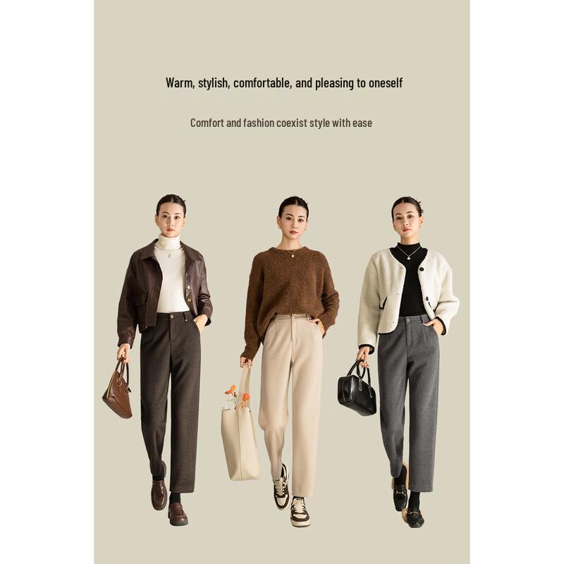 Mengshuya Petite High-Waist Tapered Wool Blend Ankle Pants