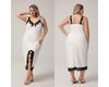 Large Satin Camisole Sleepwear Women's Summer Lace Sexy Slit Nightgown Long Home Outfit