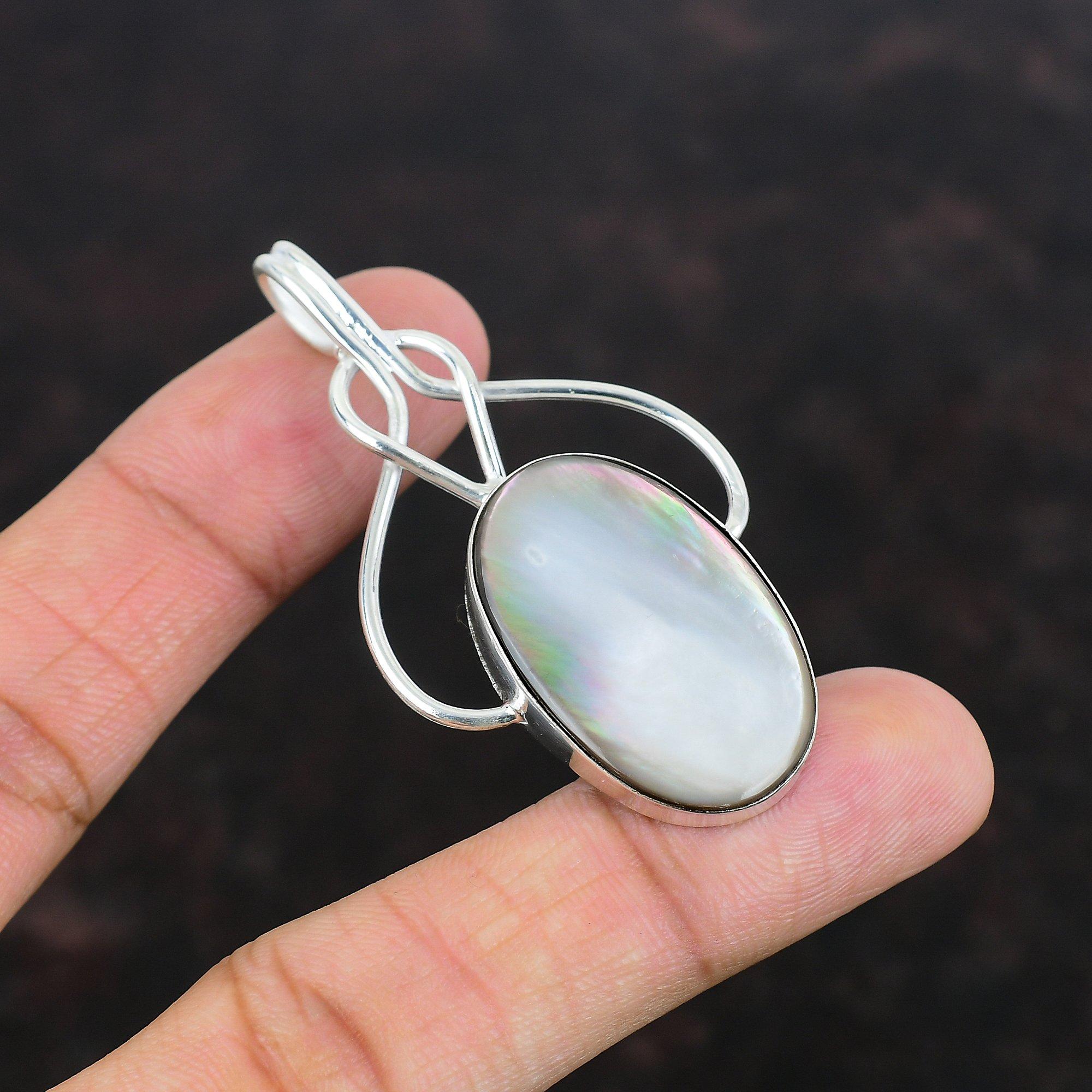 

Перламутровый кулон из стерлингового серебра 925 пробы, ручная работа, ювелирные изделия в стиле бохо, высококачественный кулон из драгоценных камней, ювелирные изделия из перламутра, подарки для мамы