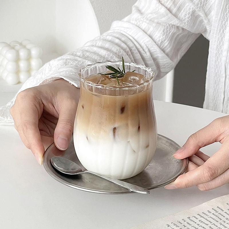Tulip Shaped Aroma Cup Transparent Glass Whiskey Glass Coffee Mug Latte Iced Americano Cup Cold Coffee Cups Drinking Utensils