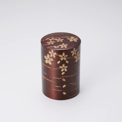 Tomioka Shoten (TOMIOKA) Birch Bark Tea Caddy, Cherry Blossom Design, Large, 002073