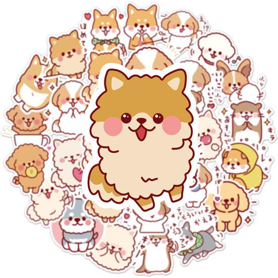 50Pcs DIY Sticker Self-Adhesive Waterproof Clear Printing PVC Cartoon Doggy Pattern Scrapbook Notepad Graffiti Sticker Kids Gift
