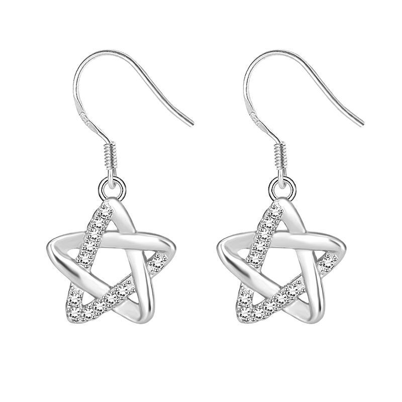 Zircon Hollow Five-angle Star Personality Tassel Temperament Earrings for Girls Minimalist Personalized Earrings Accessories