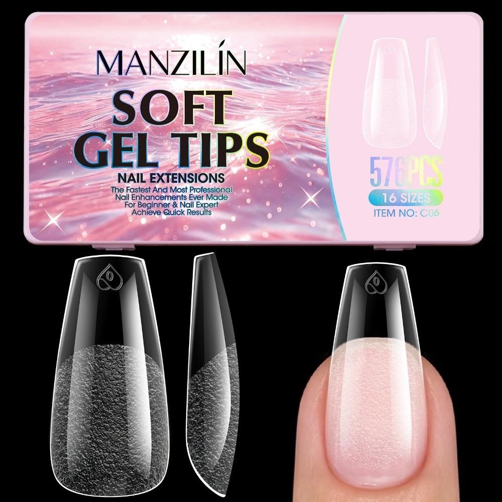 576Pcs Full Cover False Fake Nails 16 Sizes Gel Nail Tips 2026 New Nail Extension Tips For Nail Art