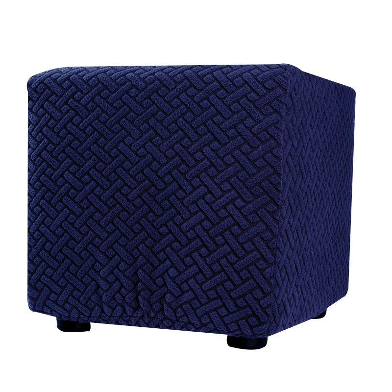 S/M/L Solid Color Jacquard Stretch Ottoman Stool Cover Washable Square Stool Covers All-inclusive Under Desk Footrest Slipcovers