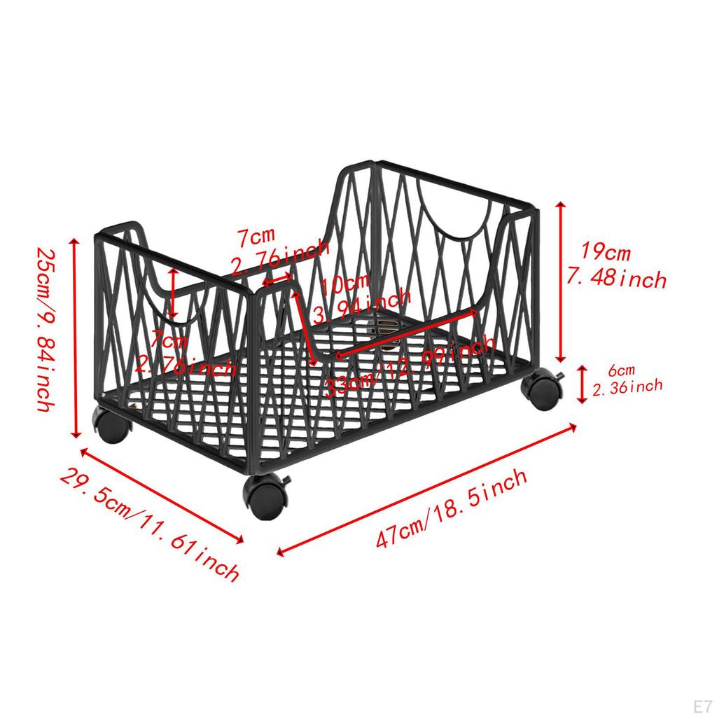 Rolling Utility Cart Movable Bookcase with Wheels Practical File Organizer Book Storage Bin for