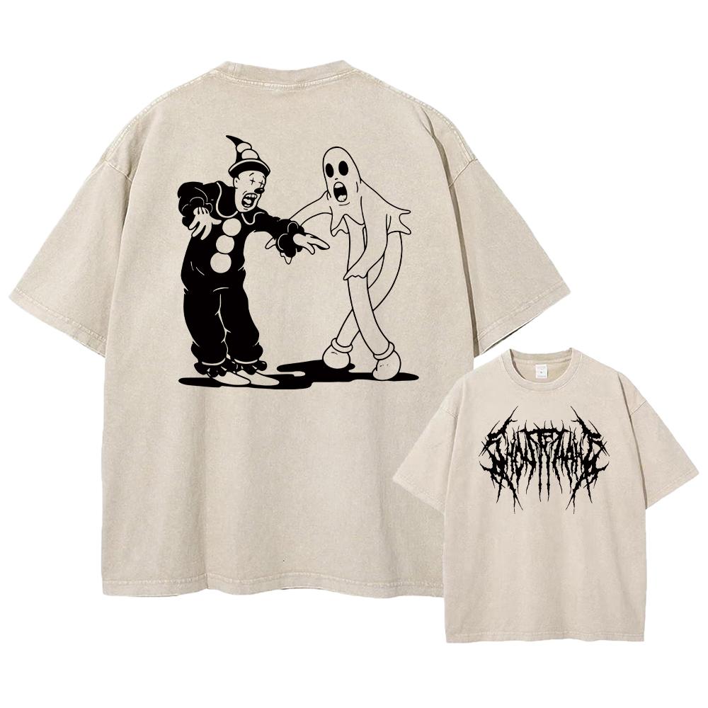 Ghostemane Double Sided Print Washed T-Shirt Oversized Men 100% Cotton Tshirt Gothic Rock TShirt Streetwear Unisex