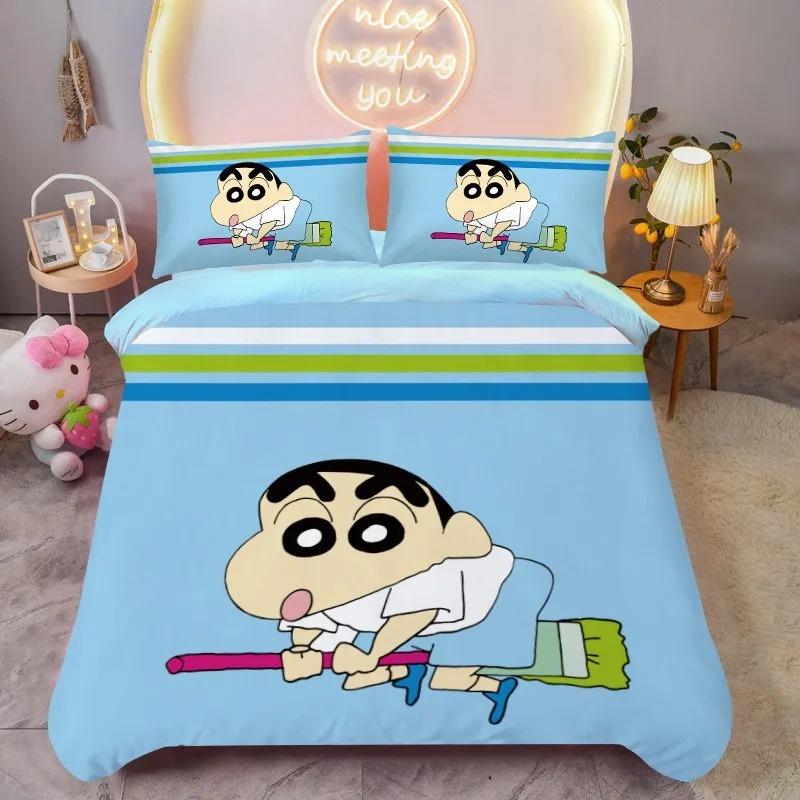 Kreslený Crayon Shin chan , Mikrovláknové ložní soupravy, Dětské ložní prádlo se zipem Pokojová dekorace Povlak na přikrývku pro teenagery dospělé