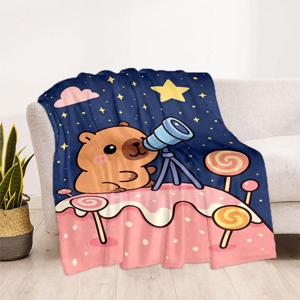 1pc Cute Bear Watching Stars Blanket Comfortable Soft Lightweight All Season Multi Purpose Blanket Travel Camping Picnics Sofa Office bedroom Friends
