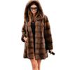 Women's Mid-Length Hooded Faux Fur Coat - Cross-border European & American Style, Mink Fleece Spliced Design, Commuting Wear.