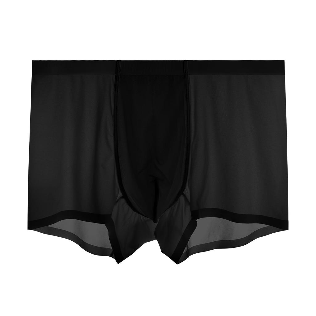 Summer Men Silk Cool Boxer Briefs Sexy Transparent Seamless Underwear