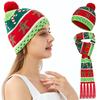 Svítící Santa čepice a šála sada Stylová vánoční pokrývka hlavy Slavnostní vánoční doplňky pro děti a dospělé