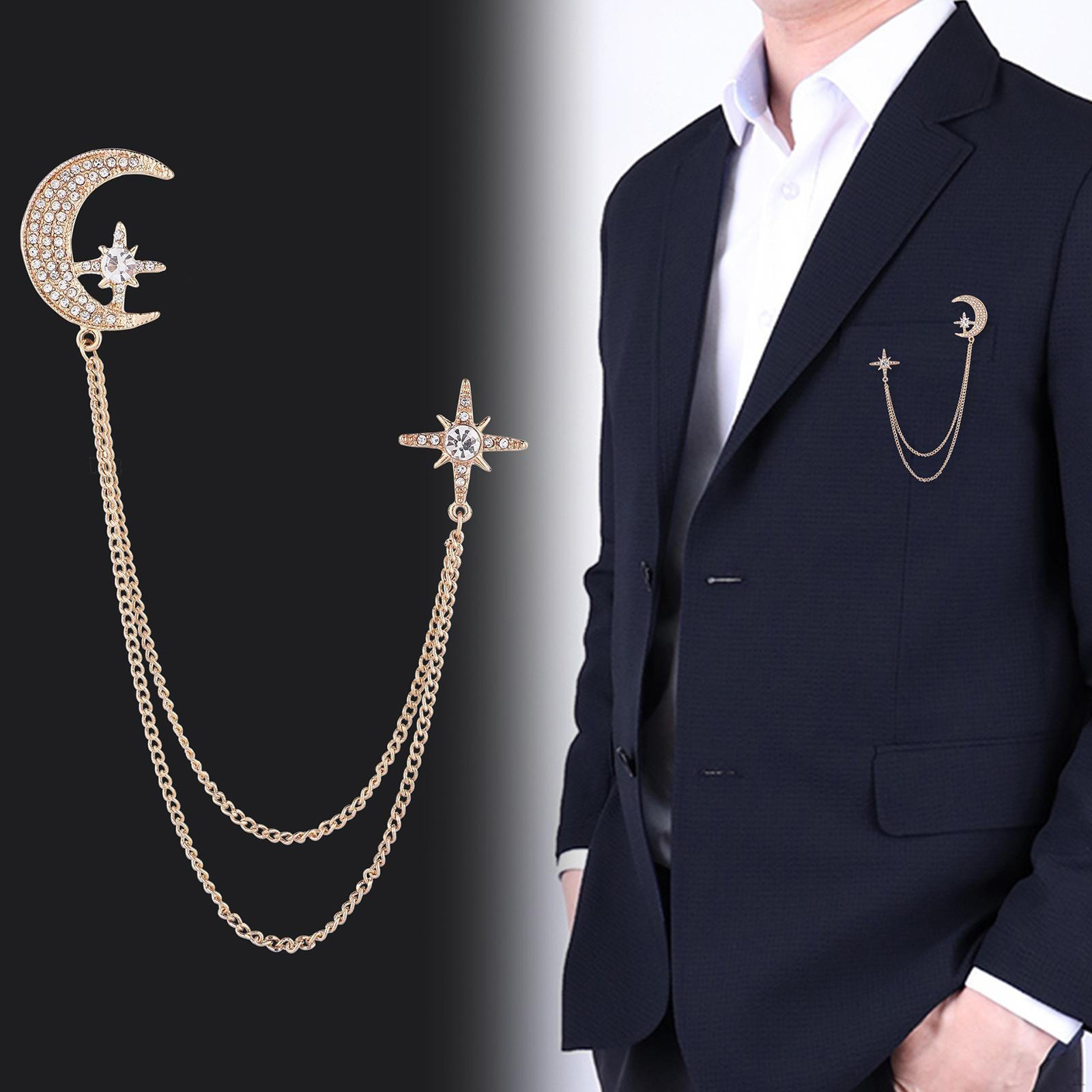 

Chain Brooch with Tassels for Men, Suit Collar Pin And Lapel Accessory Gifts золотий