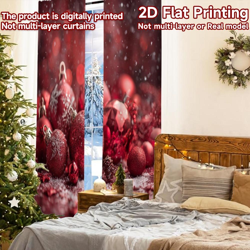 2pcs, 2D FLAT PRINTING Curtains (Without Rod) Festive Wonderland Modern Fashionable Curtainments during the Christmas holiday