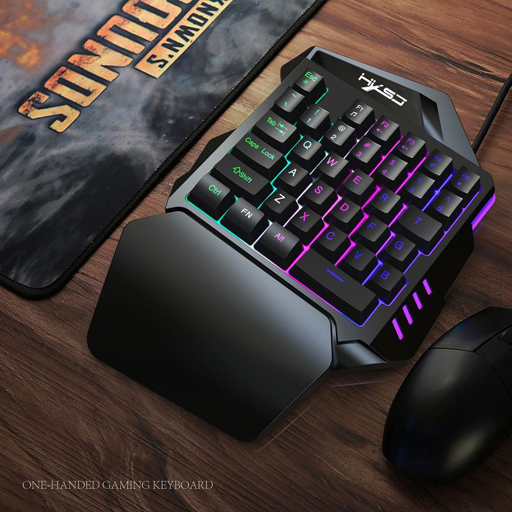 HXSJ V100 Wired Gaming Keyboard Backlight 35 Keys One-handed Keyboard for PC