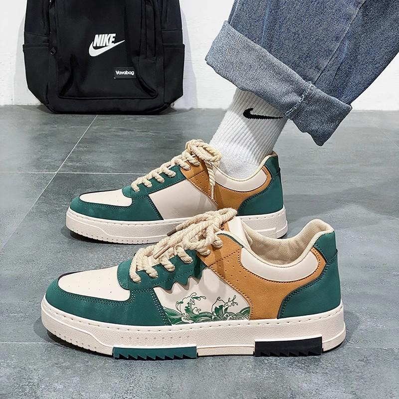 Wszechstronne męskie oddychające sneakersy Jesień 2025 - Modne białe buty sportowe na grubej podeszwie o unikalnym designie