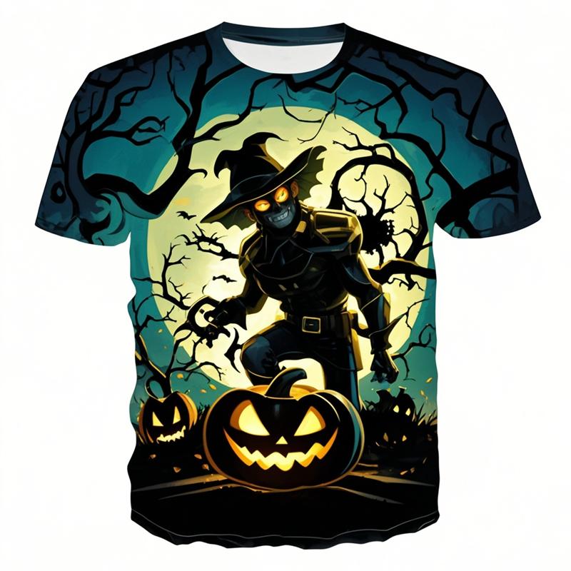 

Halloween Pumpkin Graphic T Shirts Horror Ghost T Shirt For Men Clothes Casua 6XL