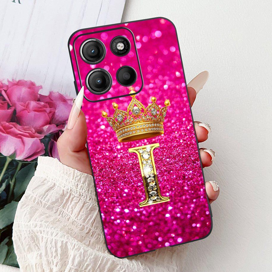 For Motorola Moto G15 Case MotoG15 Cover Luxury Crown Letters Soft Silicone Phone Case For Motorola Moto G75 5G G 75 G 15 Bumper