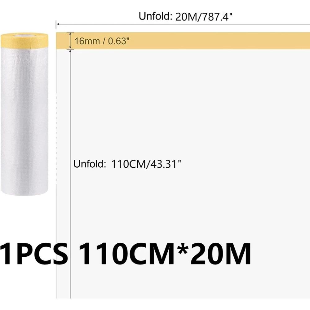 New Transparent Pre-Taped Masking Film 12M/20M Durable Automotive Paint Coverage Car Painting Protection Cover