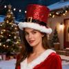 Top Hat for Christmas Felt Comfortable Festive Red Green Top Hat with White Brim for Adults Men Women Stage Performance Cosplay