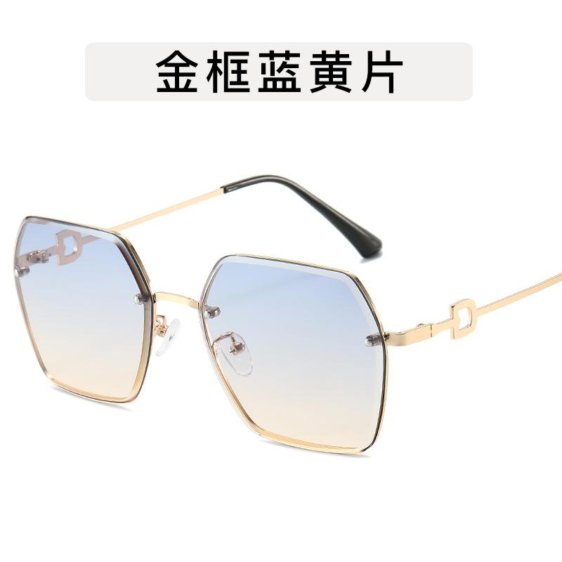 Fashion Trendy Sunglasses Women Rimless Cut Edge Polygon Shape Sun glasses for Women UV400 Protection Outdoor Sunglasses