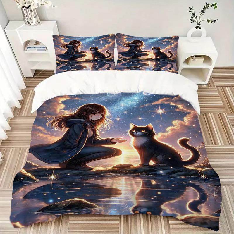 3pcs Anime Cartoon Design Bedding Set - Includes One Quilt Cover and Two Pillowcases (No Core) - Perfect for Bedroom and Guest Room Decorati