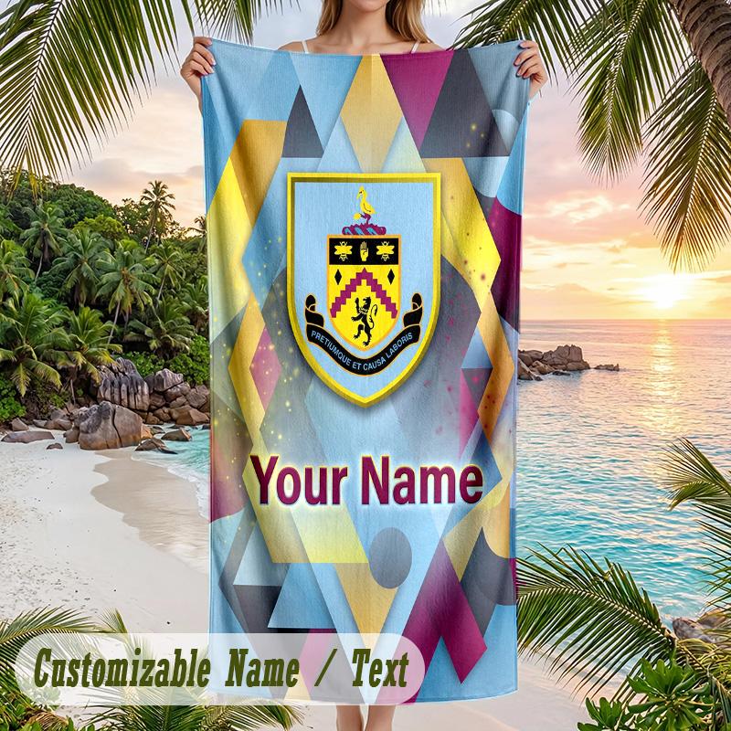 Beach Towel Burnley Football Print Custom Name Text Soft Towel for Swimming Pool