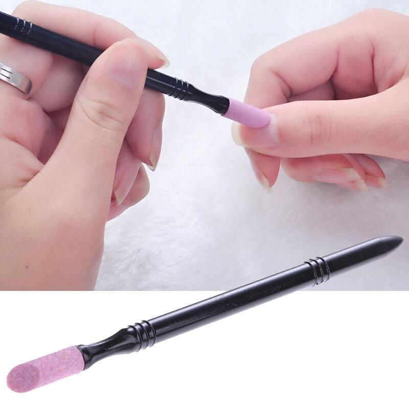2 Pezzi Spingi Cuticole in Quarzo a Doppia Estremità Lavabile Rimuovi Pelle Morta Manicure Strumento per Nail Art