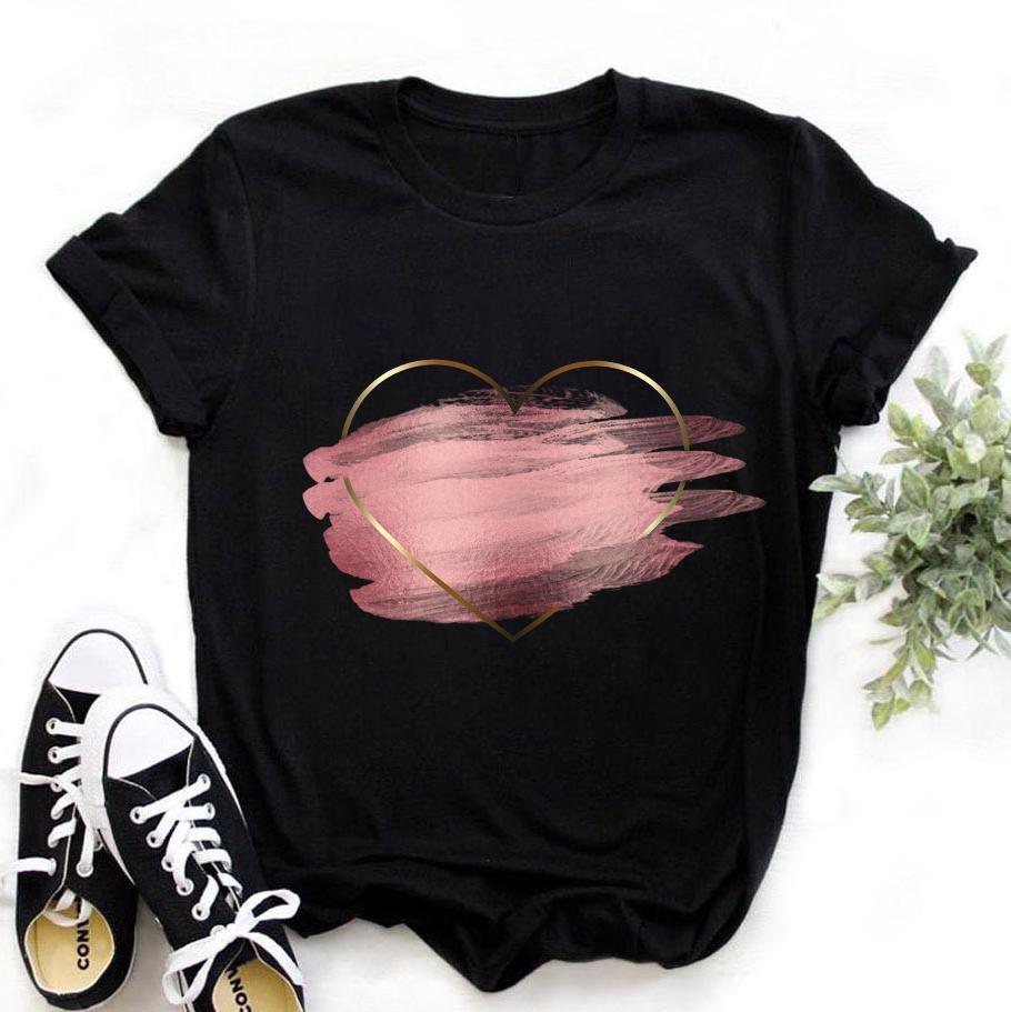 Buy Fashion Women T Shirt Red Heart Print T Shirt Female Harajuku Tee