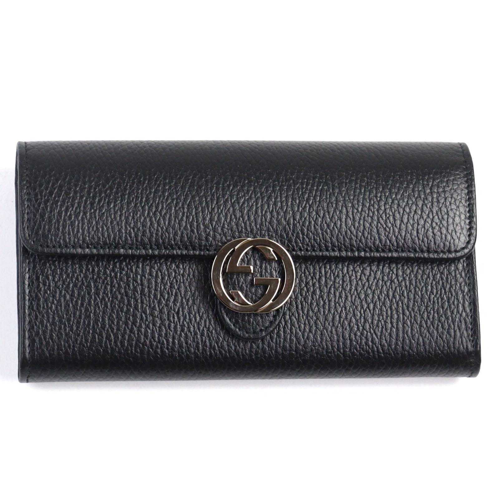 

GUCCI Purse Interlocking G grained accordion closure long wallet men 615524 Used
