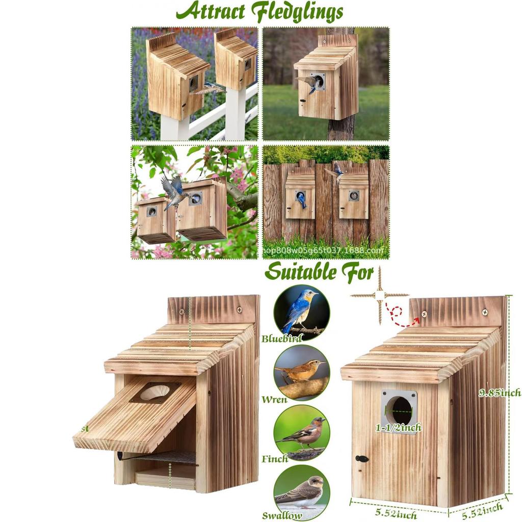 Wooden Birdhouse Outdoor Hanging Bird Cage With Perch For Garden Birds