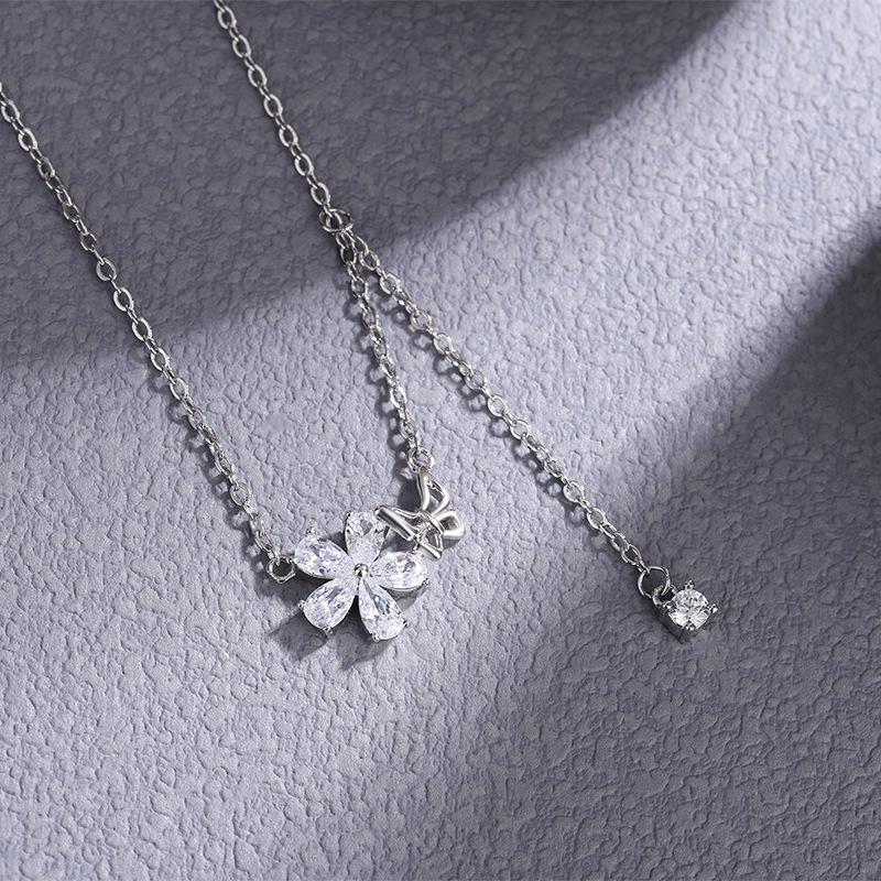 S925 Korean Flower Tassel Necklace - Fresh, Sweet Fairy Style